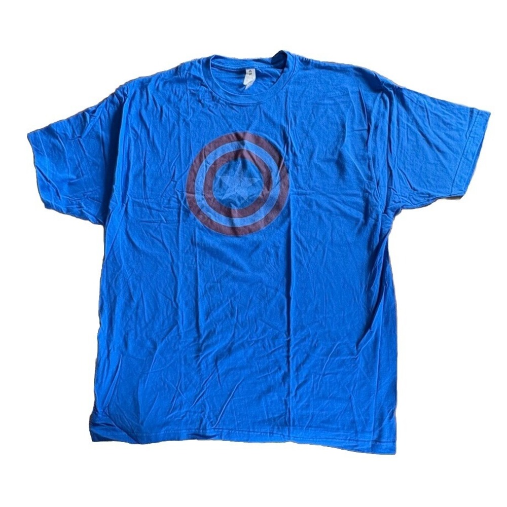 Marvel Captain America Mens T-Shirt Faded Shield Blue XXL Tultex Short Sleeve